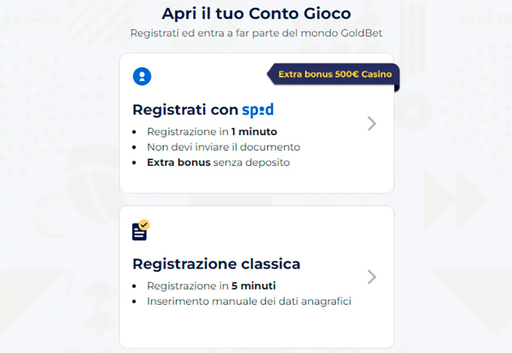 Registrazione a Goldbet Casino Goldbet Casino Registrazione