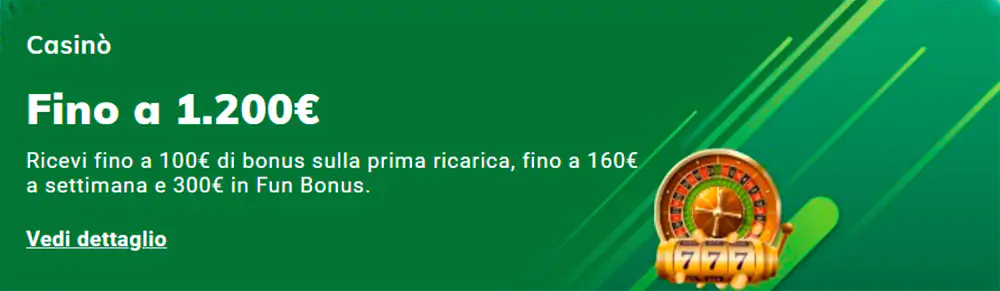 Bonus di benvenuto su Sisal Casino Sisal Casino Bonus di benvenuto