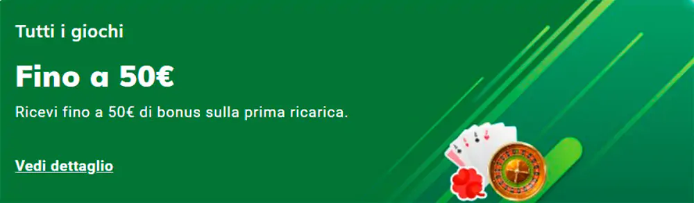 Bonus di deposito su Sisal Casino Casinò Sisal Bonus di deposito