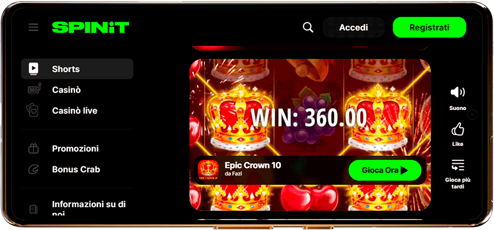 La versione mobile di Spinit Casino offre un'esperienza di gioco comoda sul tuo smartphone. Spinit Casino versione mobile - interfaccia intuitiva e giochi sul tuo smartphone.