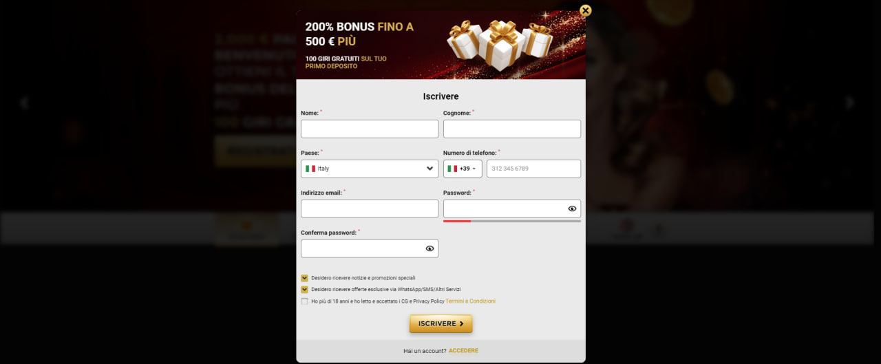 Registrazione Unique Casino